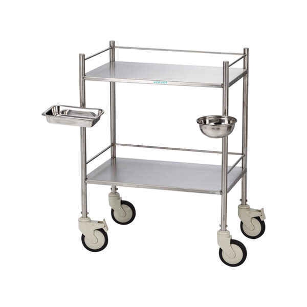 Stainless Steel Instrument Trolley With SS Bowl & Tray